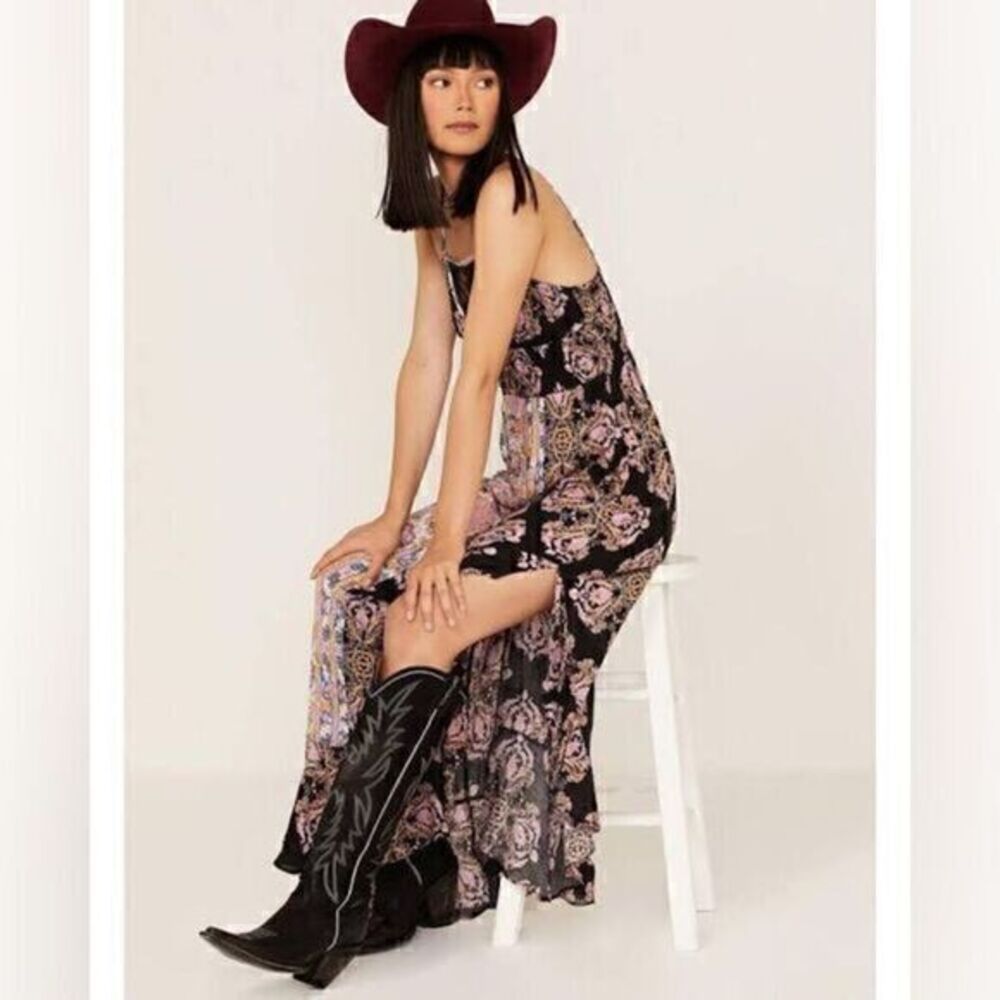 NWT Free People That Moment Floral Maxi Dress Ruffle tiered at hem